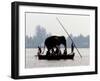 An Elephant is Taken on a Small Boat to a Temple Festival-null-Framed Photographic Print