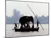 An Elephant is Taken on a Small Boat to a Temple Festival-null-Mounted Photographic Print