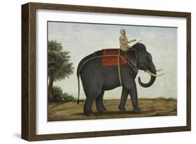 An Elephant Keeper Riding His Elephant-null-Framed Giclee Print