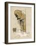 An Elephant Washing Itself with Water from a Bucket-null-Framed Art Print