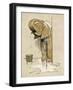 An Elephant Washing Itself with Water from a Bucket-null-Framed Art Print