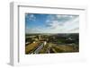 An elevated view of the third Busch Stadium and St. Louis, Missouri, where the Pittsburgh Pirate...-null-Framed Photographic Print