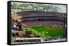 An elevated view of the third Busch Stadium, St. Louis, Missouri, where the Pittsburgh Pirates b...-null-Framed Stretched Canvas