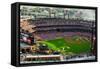 An elevated view of the third Busch Stadium, St. Louis, Missouri, where the Pittsburgh Pirates b...-null-Framed Stretched Canvas