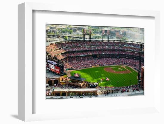 An elevated view of the third Busch Stadium, St. Louis, Missouri, where the Pittsburgh Pirates b...-null-Framed Photographic Print