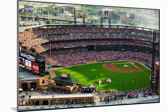 An elevated view of the third Busch Stadium, St. Louis, Missouri, where the Pittsburgh Pirates b...-null-Mounted Photographic Print