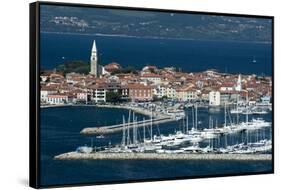 An elevated view of the town of Isola overlooking Adriatic Sea, Isola, Slovenia, Europe-Sergio Pitamitz-Framed Stretched Canvas