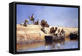 An Embarkment of Camels on the Beach at Sale, Maroc, 1880-Edwin Lord Weeks-Framed Stretched Canvas