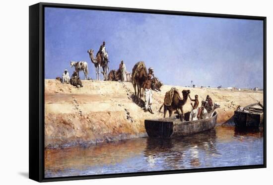 An Embarkment of Camels on the Beach at Sale, Maroc, 1880-Edwin Lord Weeks-Framed Stretched Canvas