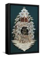 An Embossed Victorian Christmas Card in the Shape of a Snow Covered Christmas Tree-null-Framed Stretched Canvas