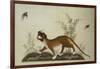 An Embroidered Panel of a Tiger Chasing Small Birds Among Bamboo, in Shades of Green & Brown Silks-null-Framed Giclee Print