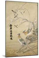 An Embroidered Picture, with Two Silver Pheasants in a Rocky Landscape with Plum Blossom and…-null-Mounted Giclee Print