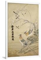 An Embroidered Picture, with Two Silver Pheasants in a Rocky Landscape with Plum Blossom and…-null-Framed Giclee Print