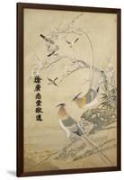 An Embroidered Picture, with Two Silver Pheasants in a Rocky Landscape with Plum Blossom and…-null-Framed Giclee Print