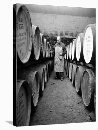 An Employee of the Knockando Whisky Distillery in Scotland, January 1972-null-Stretched Canvas