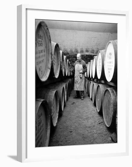 An Employee of the Knockando Whisky Distillery in Scotland, January 1972-null-Framed Premium Photographic Print