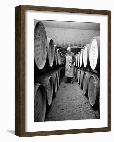 An Employee of the Knockando Whisky Distillery in Scotland, January 1972-null-Framed Photographic Print