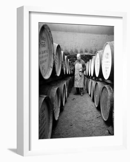 An Employee of the Knockando Whisky Distillery in Scotland, January 1972-null-Framed Photographic Print