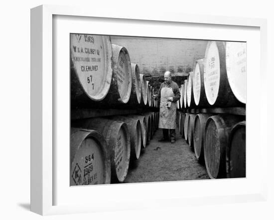 An Employee of the Knockando Whisky Distillery in Scotland, January 1972-null-Framed Premium Photographic Print