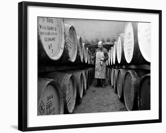 An Employee of the Knockando Whisky Distillery in Scotland, January 1972-null-Framed Photographic Print