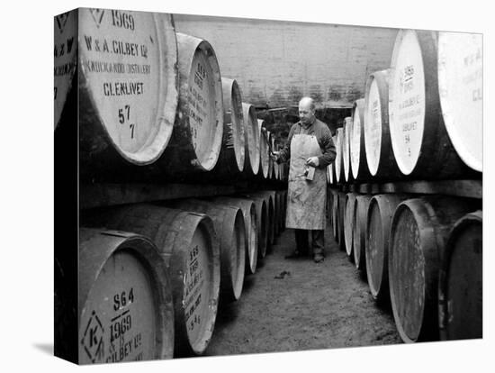 An Employee of the Knockando Whisky Distillery in Scotland, January 1972-null-Stretched Canvas