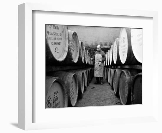 An Employee of the Knockando Whisky Distillery in Scotland, January 1972-null-Framed Photographic Print