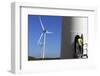 An Employee Works at the Los Cocos Wind Farm in Juancho Pedernales-Stringer-Framed Photographic Print