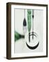 An Empty Plate Next to a Silhouette of Bottles, a Glass and a Fork-Michael Wissing-Framed Photographic Print
