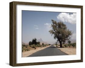 An Empty Road and the Barren Landscape of Western Eritrea, Africa-Mcconnell Andrew-Framed Photographic Print