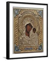 An Enamel and Silver-Gilt Icon of the Virgin Kazanskaya, the Oklad Marked Moscow, 1899-1908-null-Framed Giclee Print