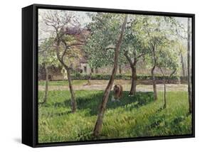 An Enclosure in Eragny-Camille Pissarro-Framed Stretched Canvas