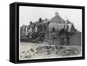 An End-Of-Terrace in Surrey Virtually Obliterated after a German Air Raid-null-Framed Stretched Canvas