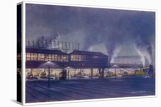 An Engine Driver's View of the Station as He Approaches It at Night, a Picture-Holland Browne-Stretched Canvas