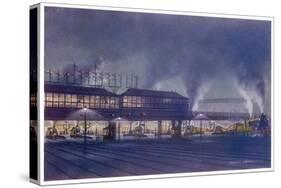 An Engine Driver's View of the Station as He Approaches It at Night, a Picture-Holland Browne-Stretched Canvas