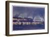 An Engine Driver's View of the Station as He Approaches It at Night, a Picture-Holland Browne-Framed Art Print