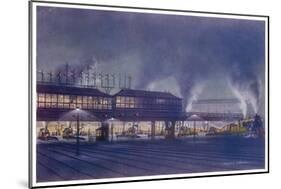 An Engine Driver's View of the Station as He Approaches It at Night, a Picture-Holland Browne-Mounted Art Print