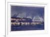 An Engine Driver's View of the Station as He Approaches It at Night, a Picture-Holland Browne-Framed Premium Giclee Print