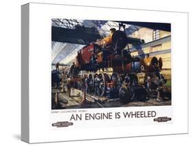 An Engine Is Wheeled Railroad Advertisement Poster-Terence Tenison Cuneo-Stretched Canvas