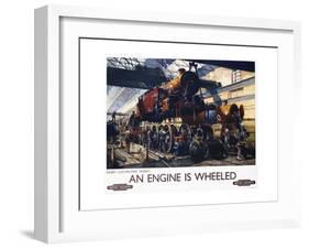 An Engine Is Wheeled Railroad Advertisement Poster-Terence Tenison Cuneo-Framed Giclee Print