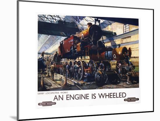 An Engine Is Wheeled Railroad Advertisement Poster-Terence Tenison Cuneo-Mounted Giclee Print