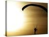 An Engine-Powered Paraglider Soars Through the Air Near Schlesen-null-Stretched Canvas