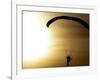 An Engine-Powered Paraglider Soars Through the Air Near Schlesen-null-Framed Photographic Print