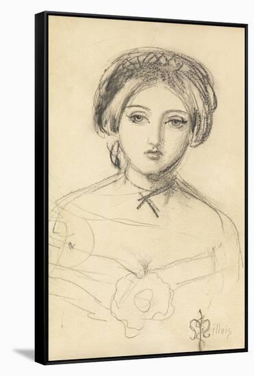 An English Beauty in the Manner of John Leech, C.1853 (Pencil on Paper)-John Everett Millais-Framed Stretched Canvas