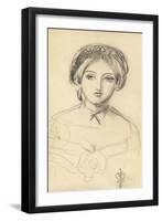 An English Beauty in the Manner of John Leech, C.1853 (Pencil on Paper)-John Everett Millais-Framed Giclee Print