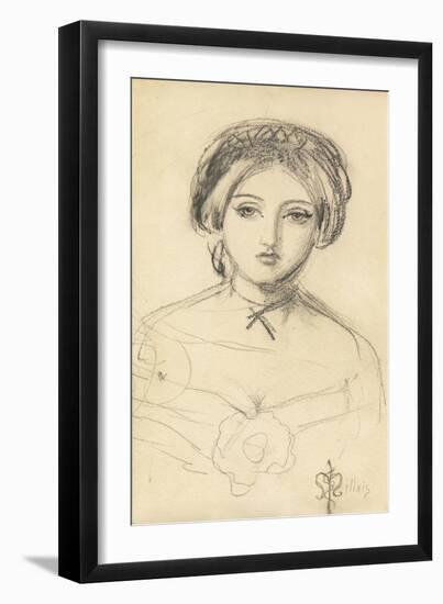 An English Beauty in the Manner of John Leech, C.1853 (Pencil on Paper)-John Everett Millais-Framed Giclee Print