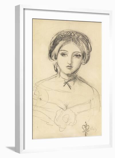 An English Beauty in the Manner of John Leech, C.1853 (Pencil on Paper)-John Everett Millais-Framed Giclee Print