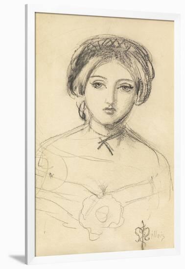 An English Beauty in the Manner of John Leech, C.1853 (Pencil on Paper)-John Everett Millais-Framed Giclee Print