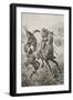 An English Cavalryman Attacks a Zulu Warrior During the Anglo-Zulu War of 1879-null-Framed Giclee Print