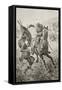 An English Cavalryman Attacks a Zulu Warrior During the Anglo-Zulu War of 1879-null-Framed Stretched Canvas