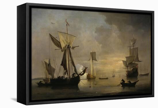 An English Galliot at Anchor with Fishermen laying a Net, 1691-Willem Van De Velde-Framed Stretched Canvas